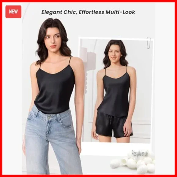 Large Silk Pajama Set V-Neck Cami Shorts Luxury Sleepwear OEKO-TEX